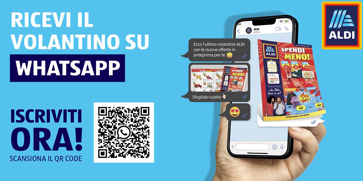 Novità digitale per Aldi, arriva il volantino su WhatsApp